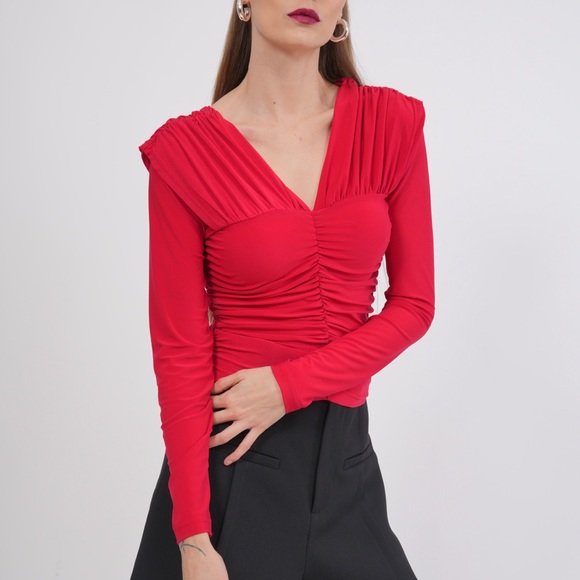 Minark V Neckline Slim Fit Long Sleeve Top - Picture 3 of 3